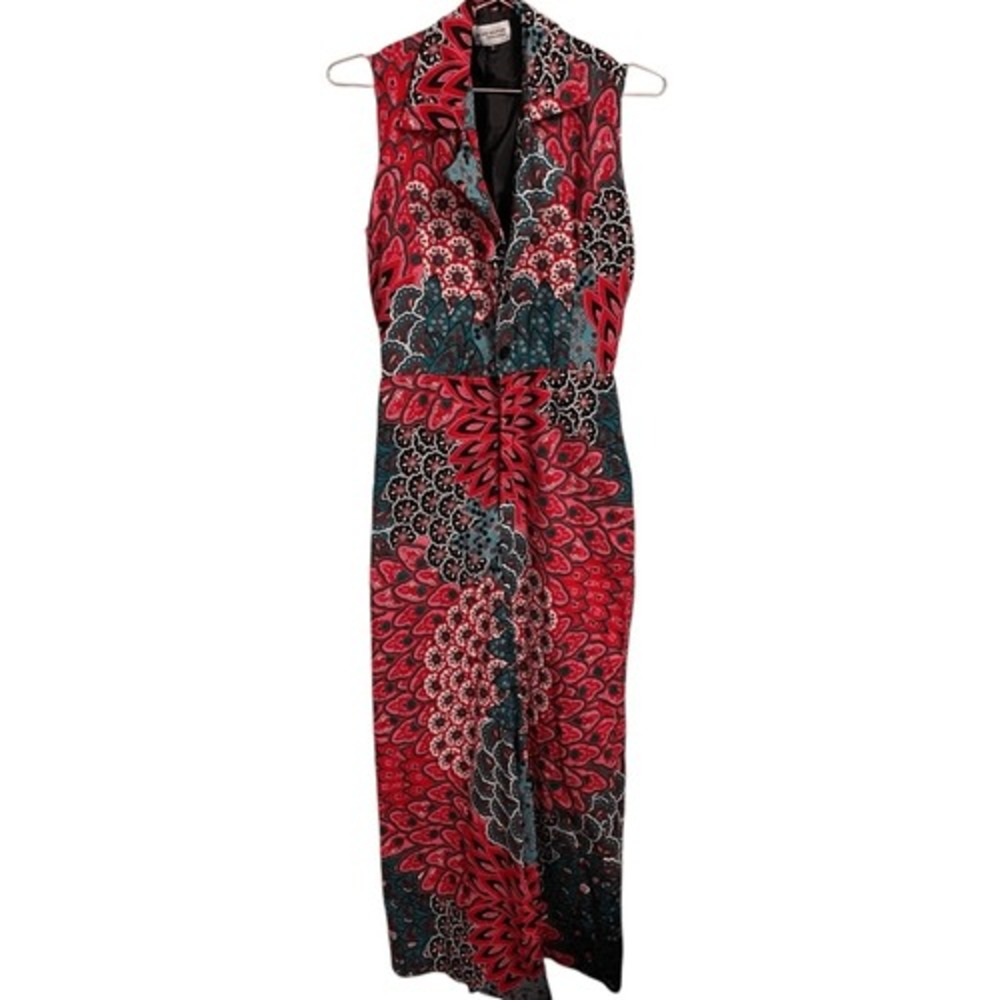 Ace Kouture Red Tribal Floral Print Sleeveless Wide Leg Jumpsuit Cotton Small